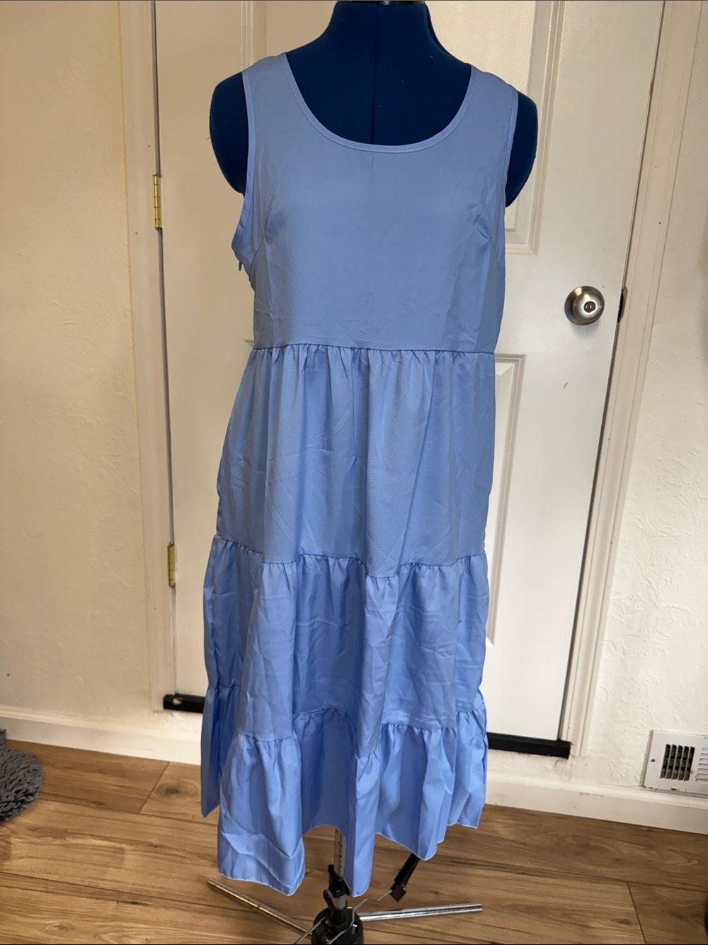 3 pack Amazon Sleeveless Light Blue Tiered Maxi Dress